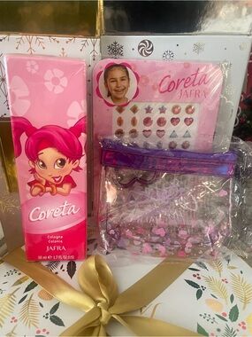 JAFRA Coreta Kids Pink Cologne & Clear Pink Heart Pouch Set